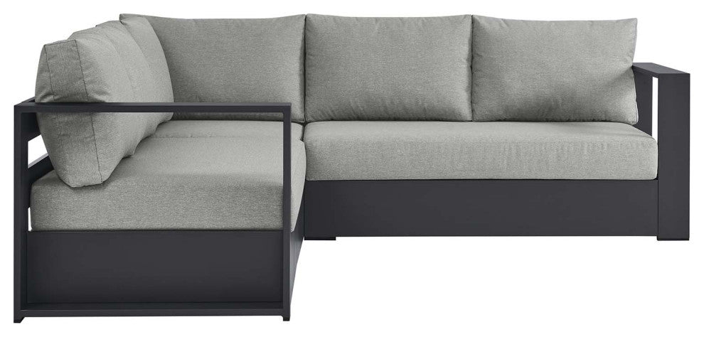 Tahoe Outdoor Patio Powder-Coated Aluminum 3-Piece Sectional Sofa Set - Gray Gra