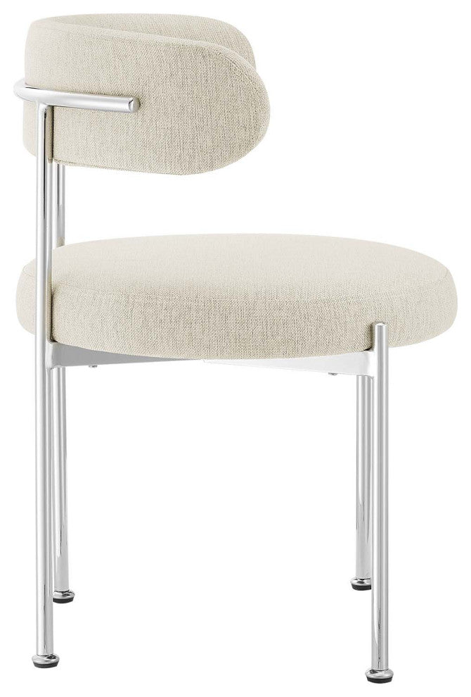 Albie Fabric Dining Chairs - Set of 2 - Beige Silver