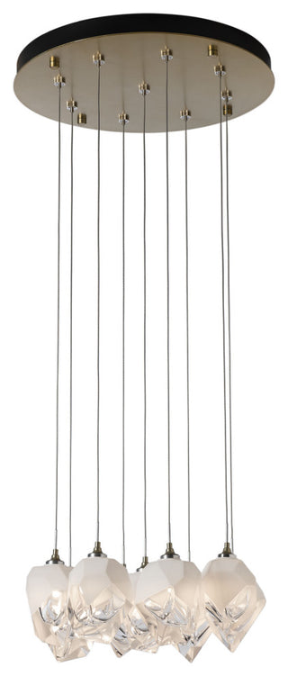 Chrysalis 9-Light Small Crystal Pendant Modern Brass Finish- Long, White Crystal