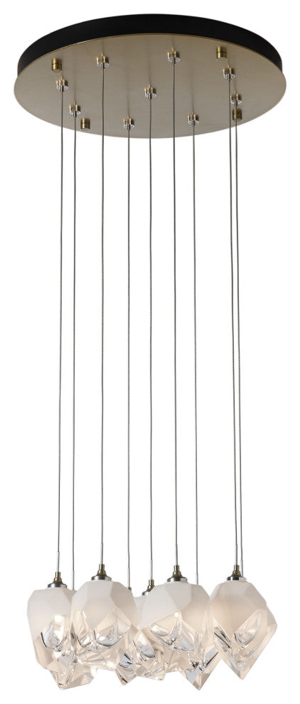 Chrysalis 9-Light Small Crystal Pendant Modern Brass Finish- Long, White Crystal
