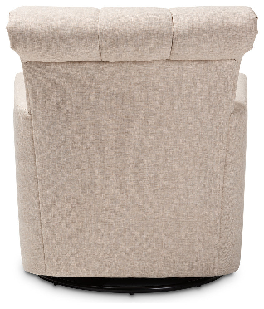 Milena Upholstered Swivel Chair, Beige