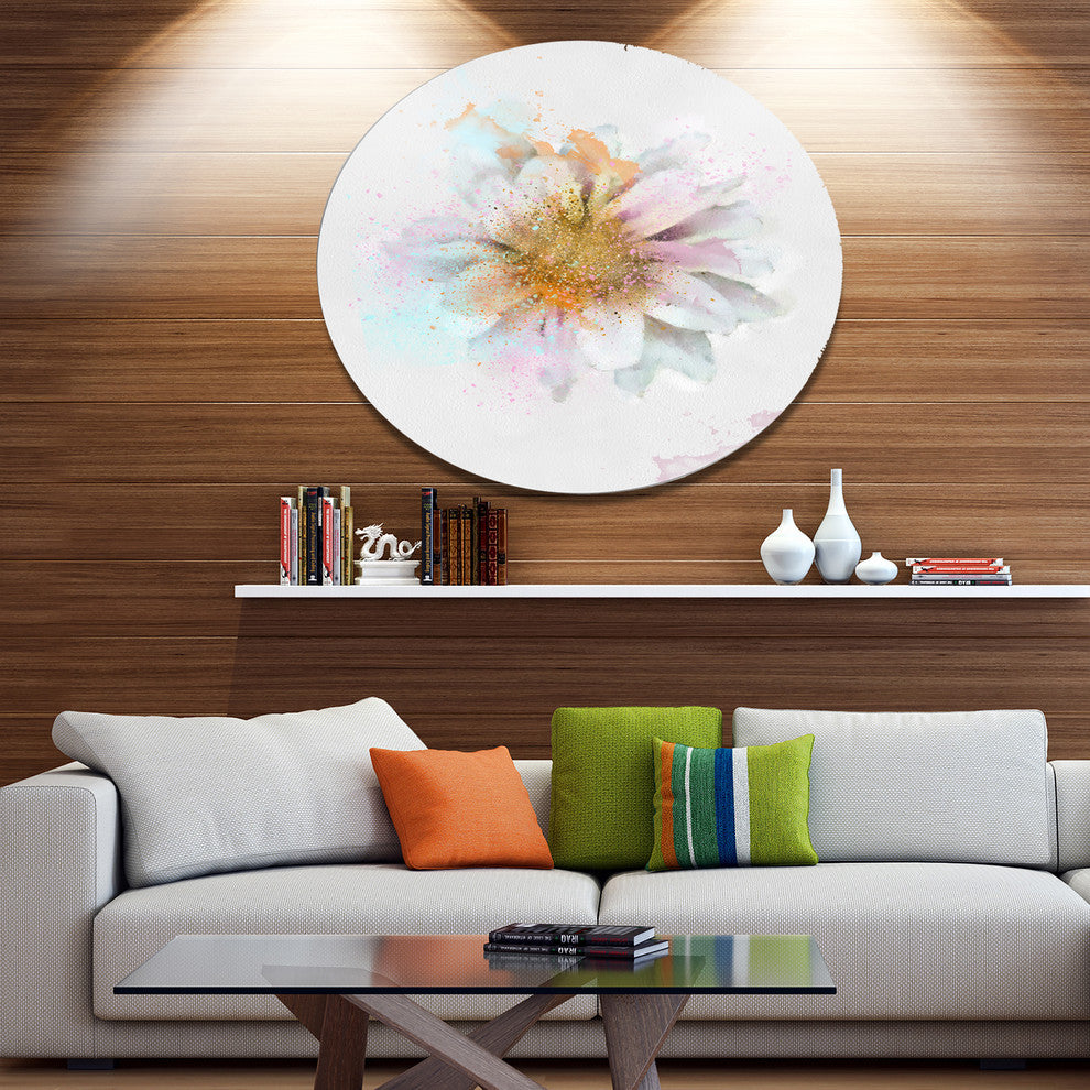 Beautiful Flower With Yellow Stigma, Floral Disc Metal Wall Art, 11"