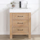 Leon Bath Vanity With Composite Stone Top, Fir Wood Brown, 24", No Mirror