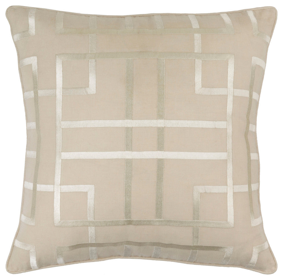 Surya Tate TTE-004 20"x20" Pillow Kit, Beige