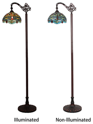 Empress Dragonfly Tiffany-Style 1 Light Reading Floor Lamp 11"