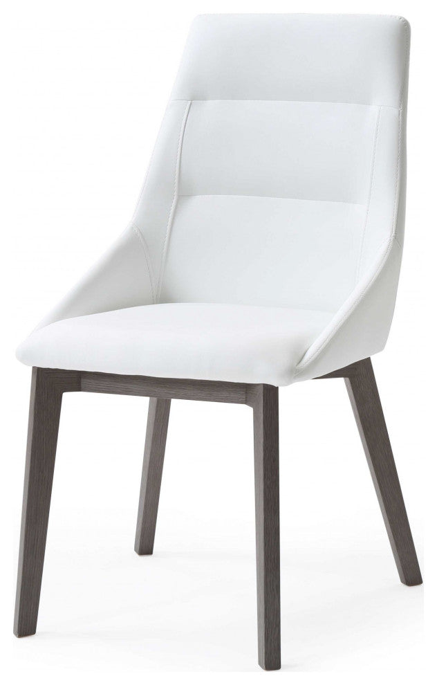 Set Of 2 White Faux Leather Dining Chairs