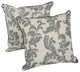Blazing Needles 18" Corded Throw Pillows With Inserts, Set of 2, Gray Floral