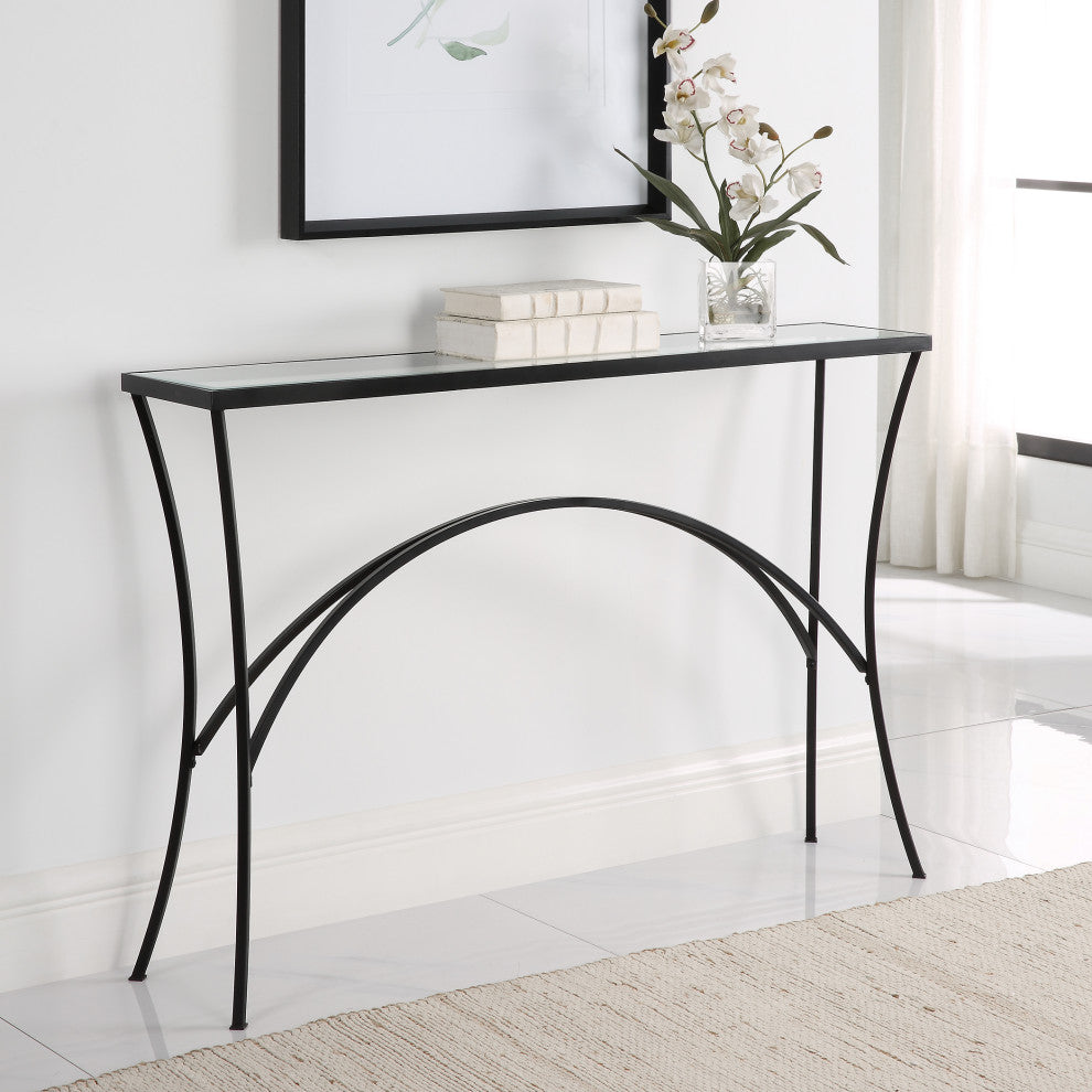 Uttermost 22910 Alayna Black Metal/Glass Console Table