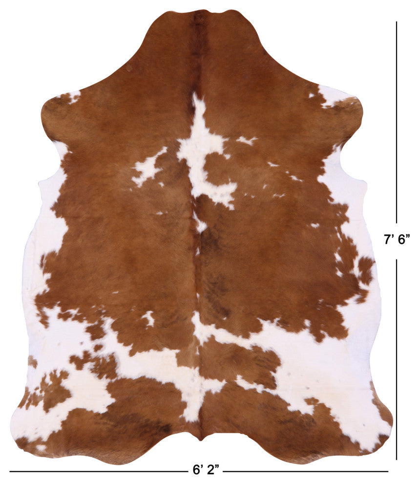 Brown and White Natural Cowhide Rug 7' 6" X 6' 2" C1764