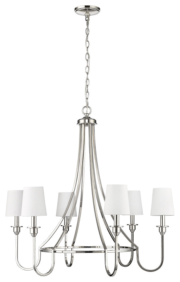 6 Light 30 in. Polished Nickel Chandelier