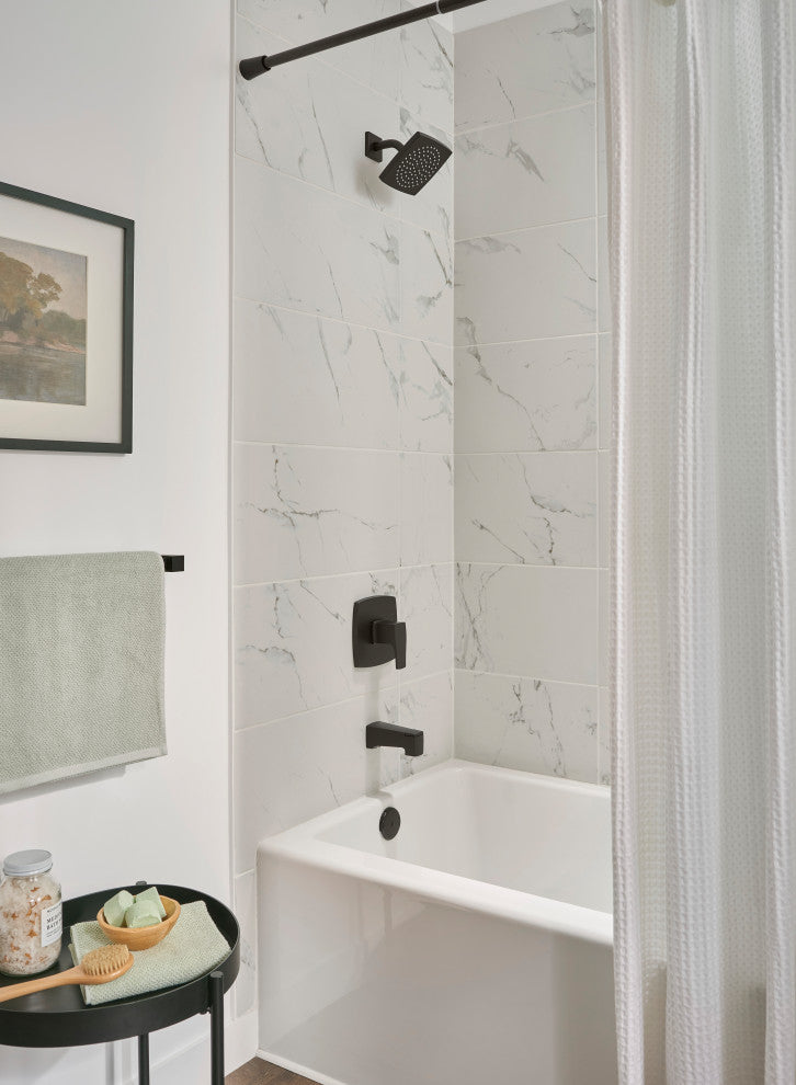 Tribune 1H Tub and Shower Trim Kit and Treysta Cartridge 1.75gpm, Satin Black