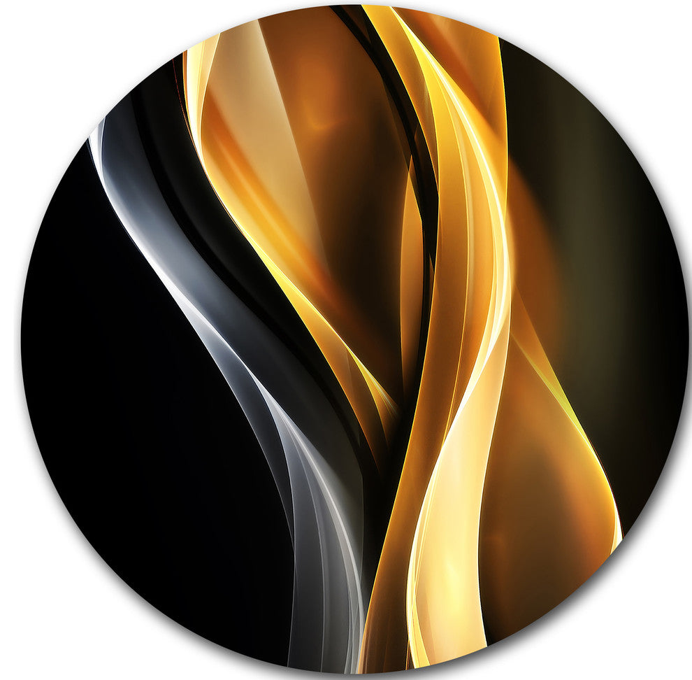 Brown White Light Art, Abstract Digital Art Disc Metal Wall Art, 11"