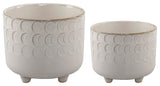 6In & 4.75In Small Moon Phase Footed Planter,Set Of 2, Ivory