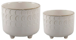 6In & 4.75In Small Moon Phase Footed Planter,Set Of 2, Ivory