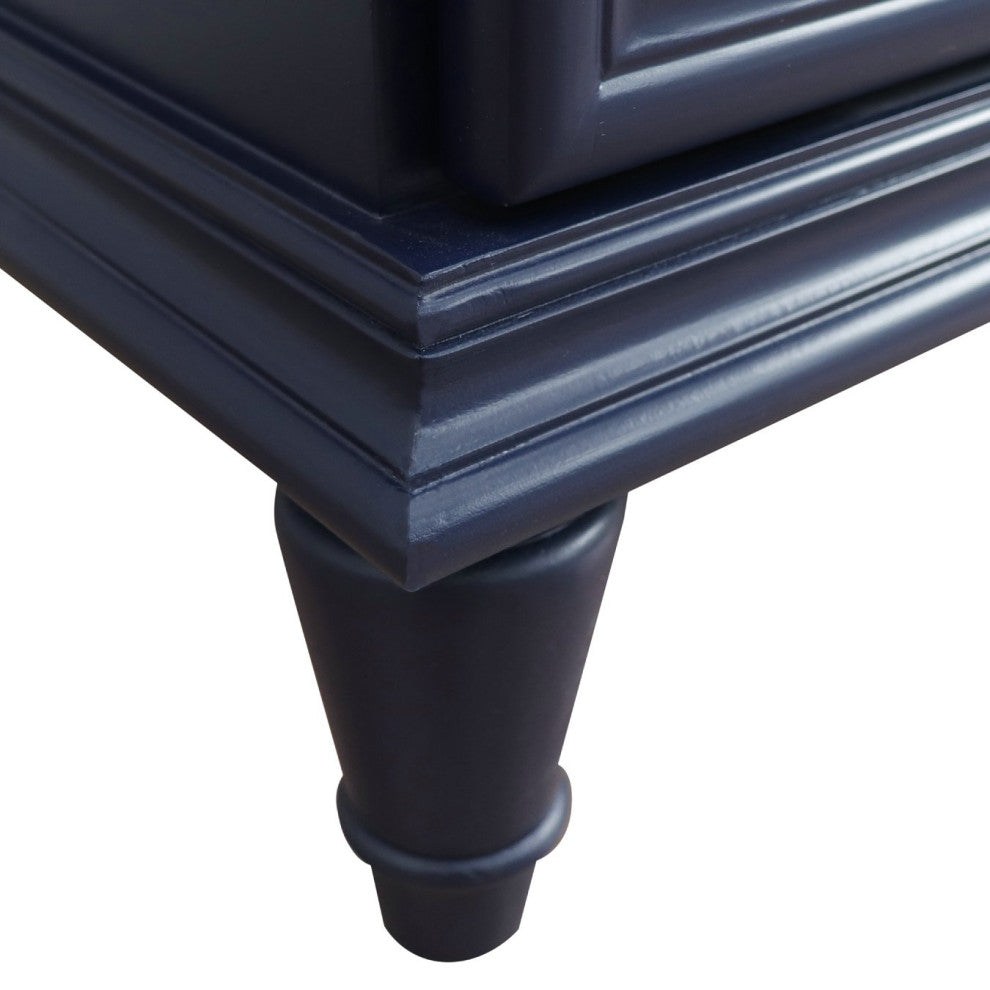 49" Single Sink Vanity, Blue Finish With White Carrara Marble and Round Sink