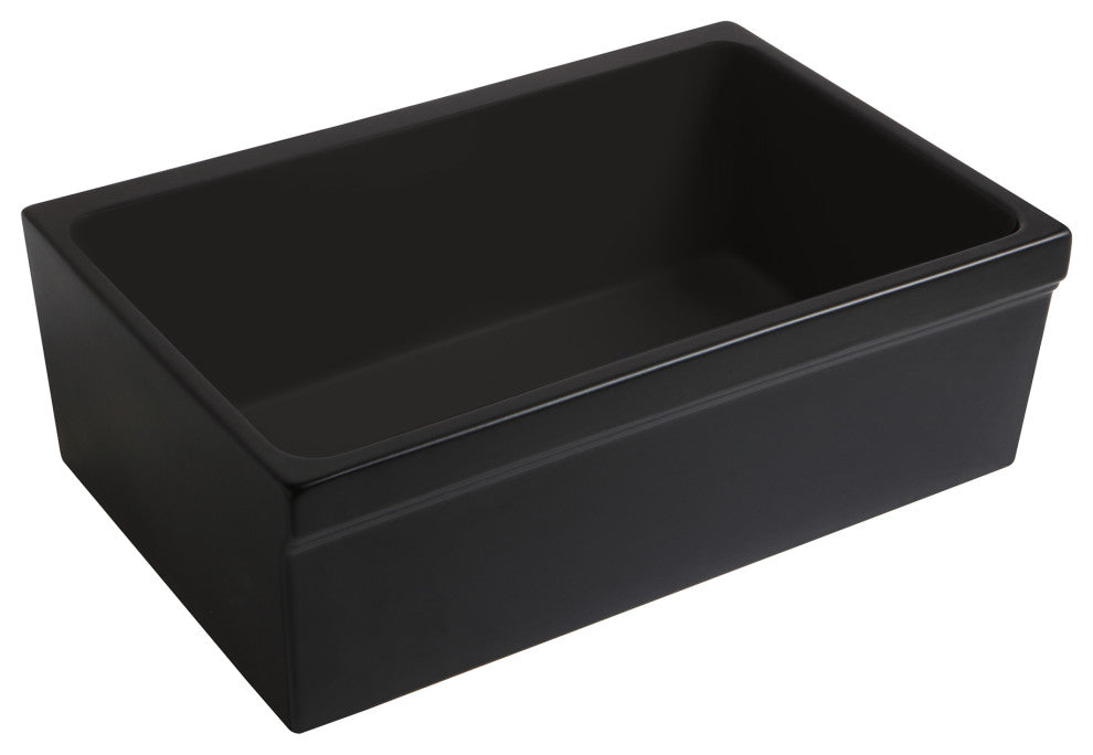 Whitehaus WHQ5530-M-BLACK Glencove Fireclay Kitchen Sink, Matte Black