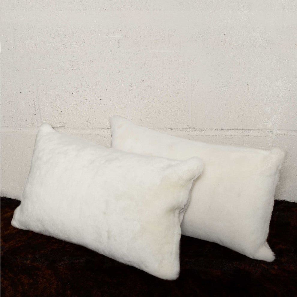 HomeRoots 12" x 20" x 5" Natural, Cowhide Pillow 2-Pack
