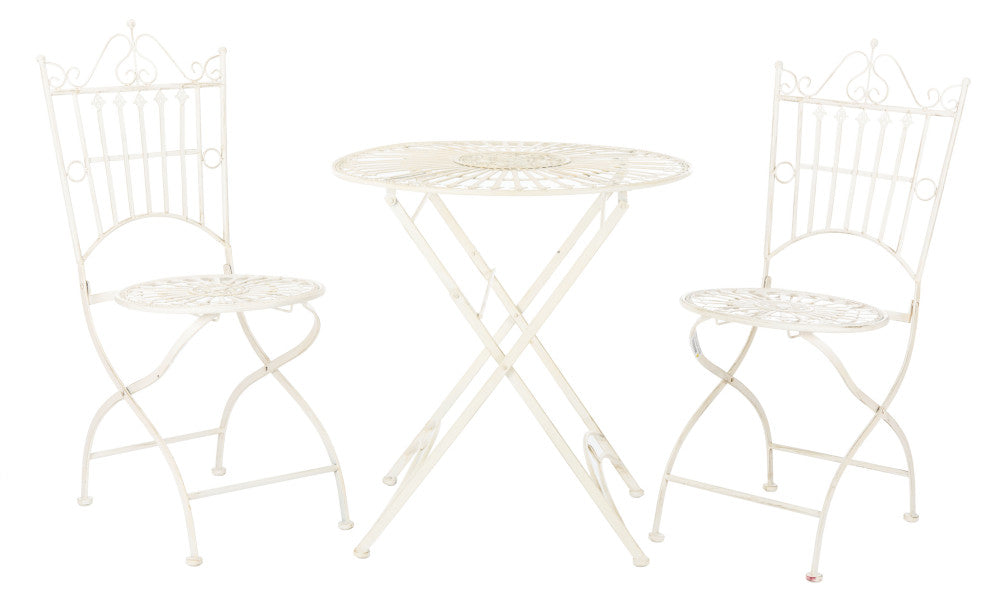 Safavieh Belen Bistro Set, One Table and Two Chairs Pearl White