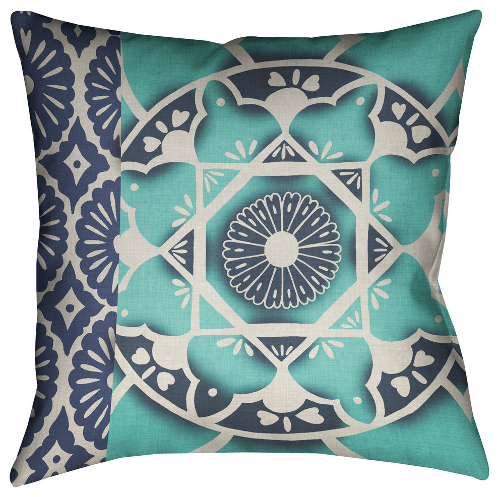 Laural Home Blue Batik I 18" X 18" Indoor Decorative Pillow