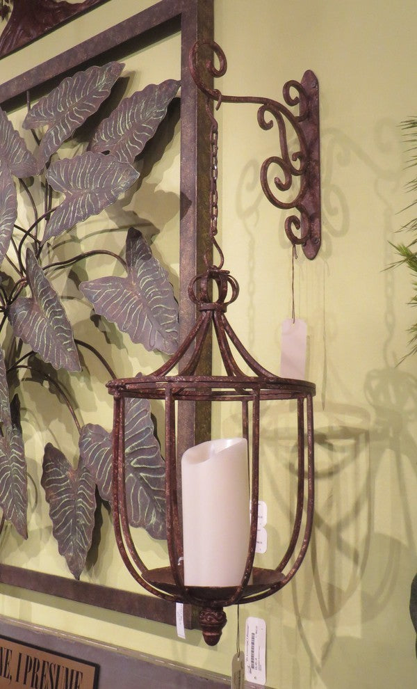 Colonial Wall Sconce Cage Lantern, Candle Holder Flower Pot Indoor Outdoor
