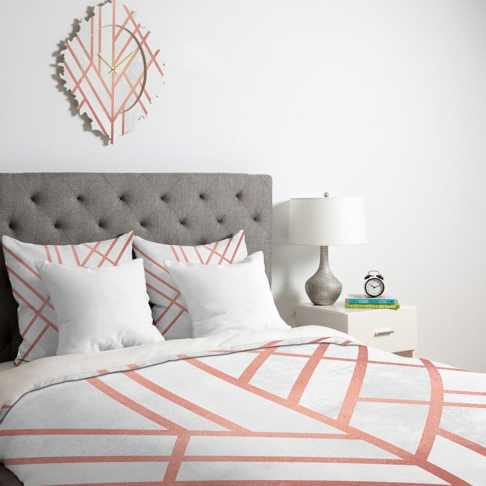 Elisabeth Fredriksson Art Deco Rose Gold Duvet Cover, Queen