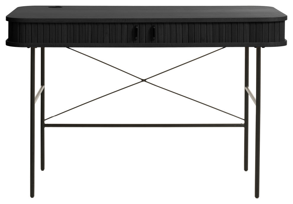 Mid-Century Modern Rounded Sliding Door Desk 47x24