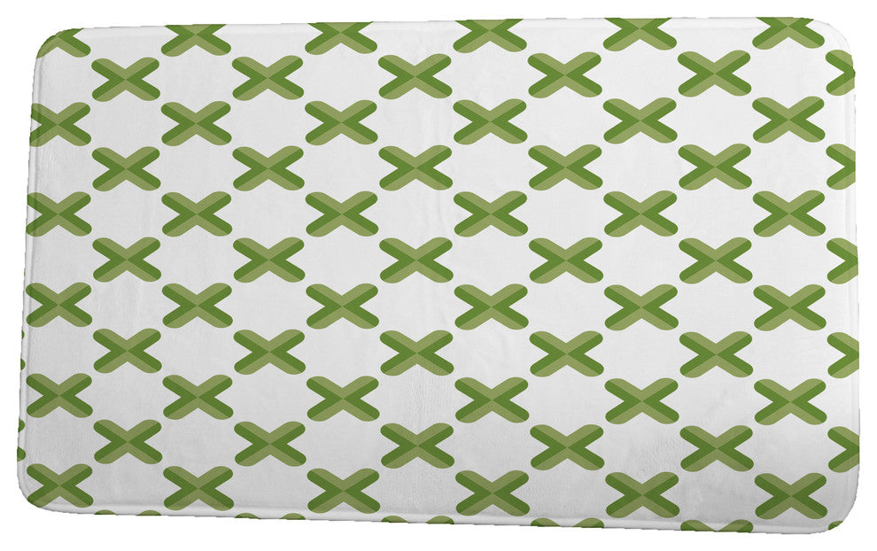 Upscale Getaway Criss Cross Geometric Print Bath Mat, Green, 21"x34"