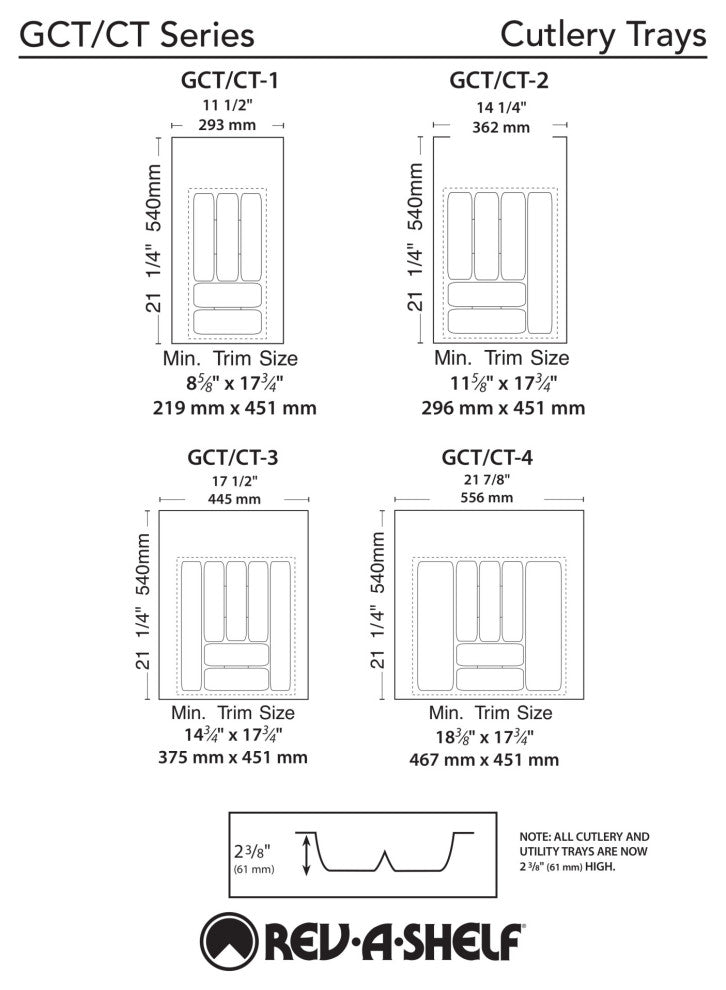 Polymer Trim to Fit Drawer Insert Cutlery Organizer, White, 17.5"W