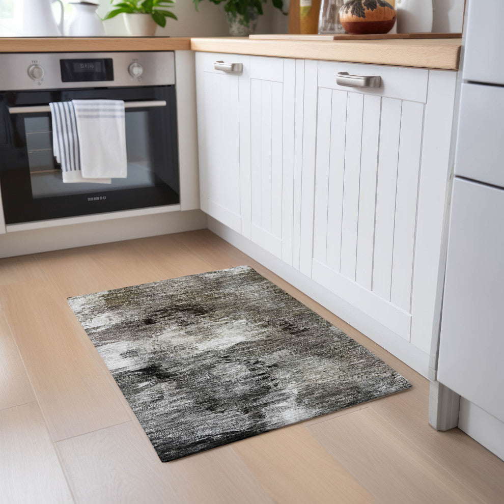 Machine Washable Indoor/Outdoor Chantille ACN597 Taupe 1'8" x 2'6" Rug