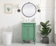 24" Single Bathroom Vanity, Vintage Mint With Ivory White Engineered Marble
