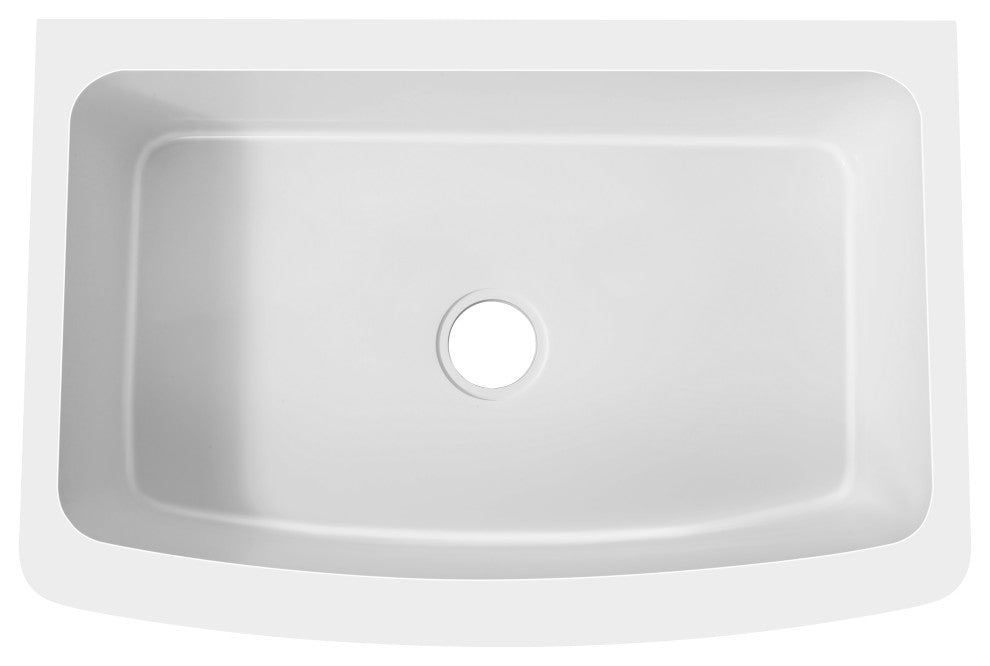 ANZZI Prisma Matte White Solid Surface Farmhouse 36" Single Bowl Kitchen Sink