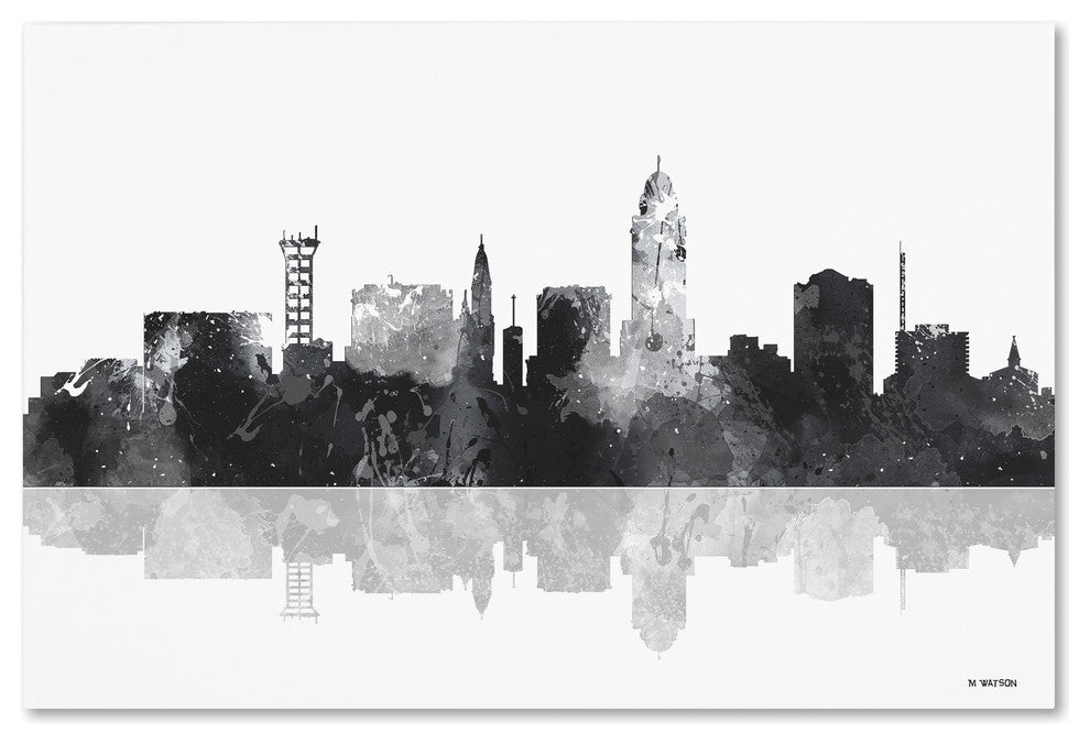Marlene Watson 'Lincoln Nebraska Skyline BG-1' Canvas Art, 30"x47"