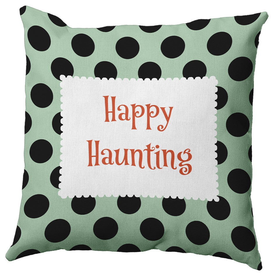 Happy Haunting Dots Accent Pillow, Mint Green, 26"x26"