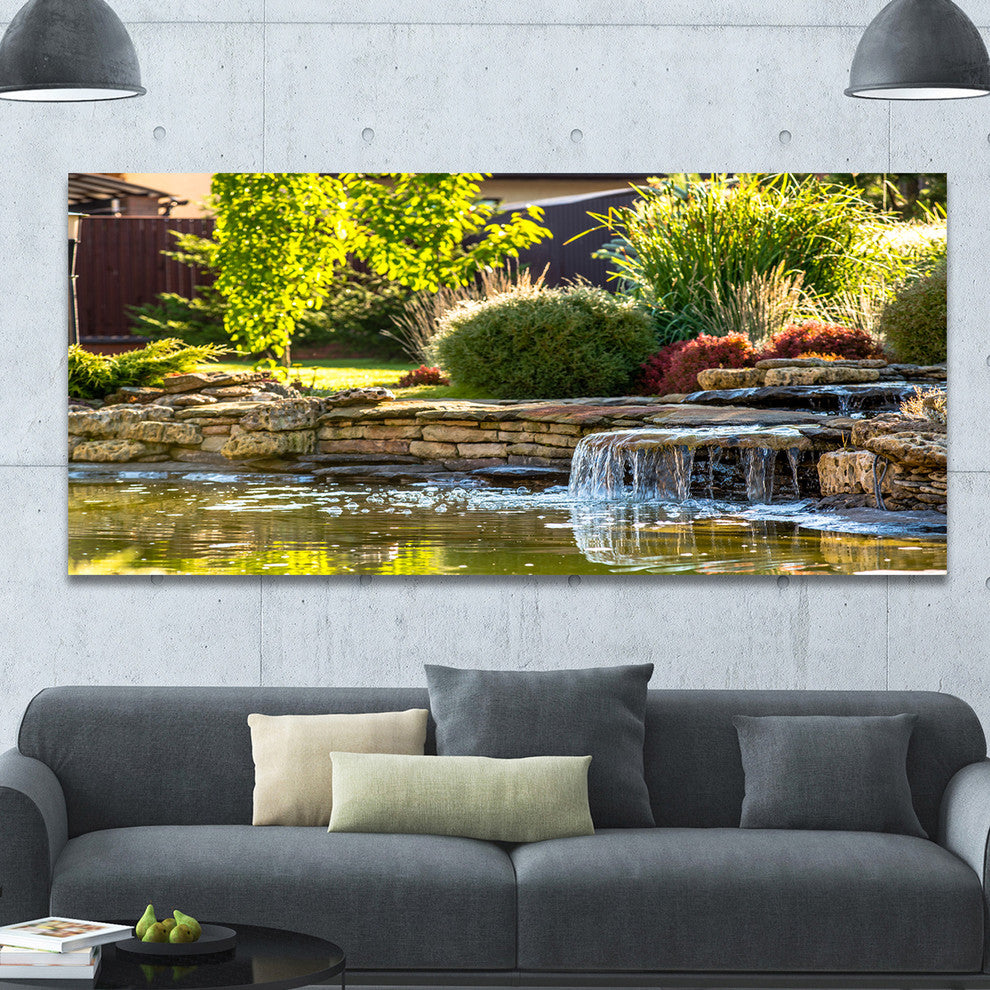 Green Lake and Plants, Landscape Canvas Art Print, 60"x28"