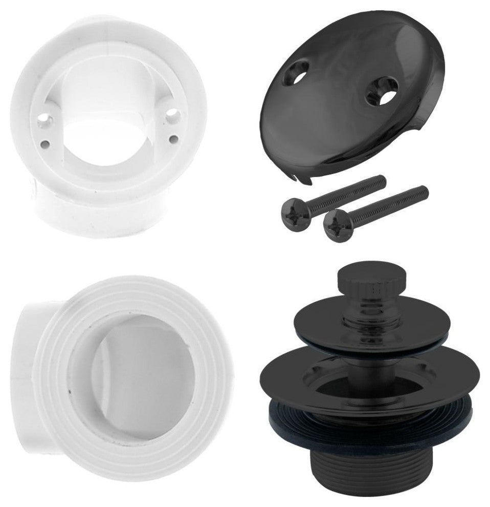 Pull & Drain 40 PVC Plumber's Pack With Two-Hole Elbow In Powder Coated Black