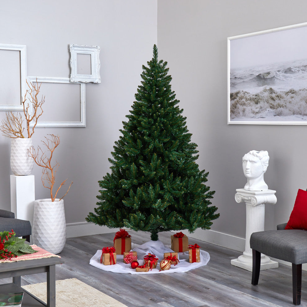 Nearly Natural 7ï¿½Northern Rocky Spruce Artificial Christmas Tree 400 Clear Light