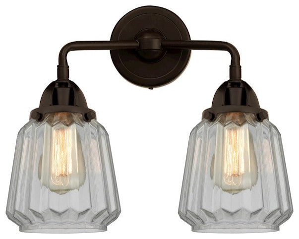 288-2W-OB-G142 Chatham 2 Light 14" Bath Vanity Light, Oil Rubbed Bronze