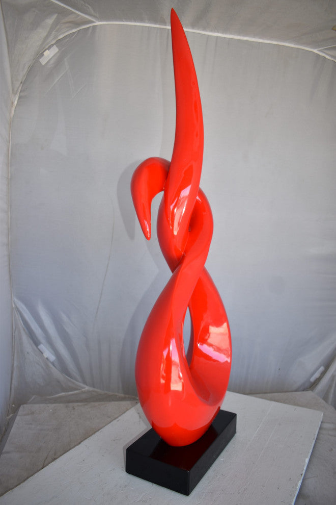 Modern Art Red Eternity Sculpture Made of Resin on A Base Size: 13" x 7" x 42"
