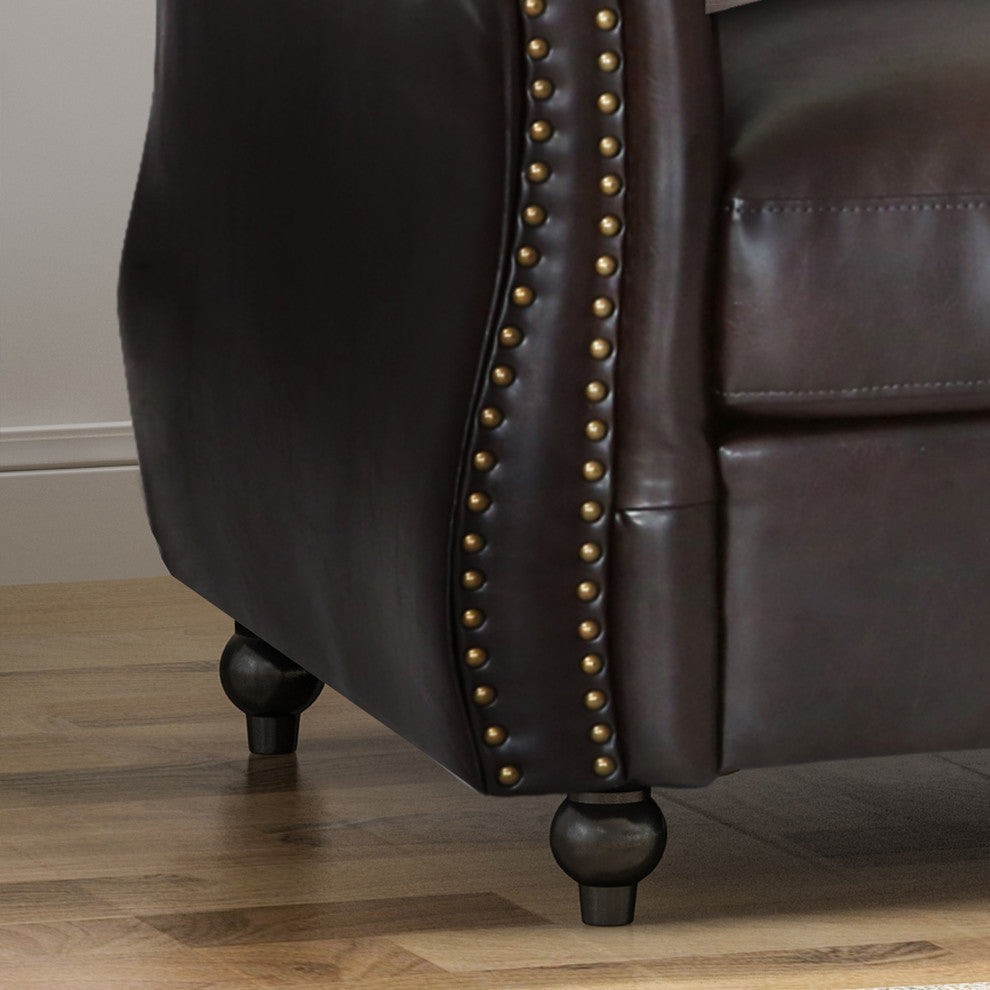 Vita Chesterfield Tufted Faux Leather Sofa, Brown