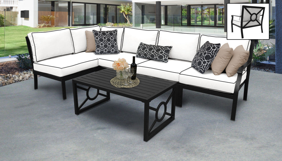 kathy ireland Madison Ave. 6 Piece Aluminum Patio Furniture Set 06q, Snow