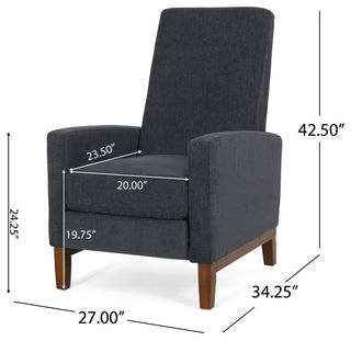 Plevna Fabric Upholstered Pushback Recliner, Charcoal and Brown