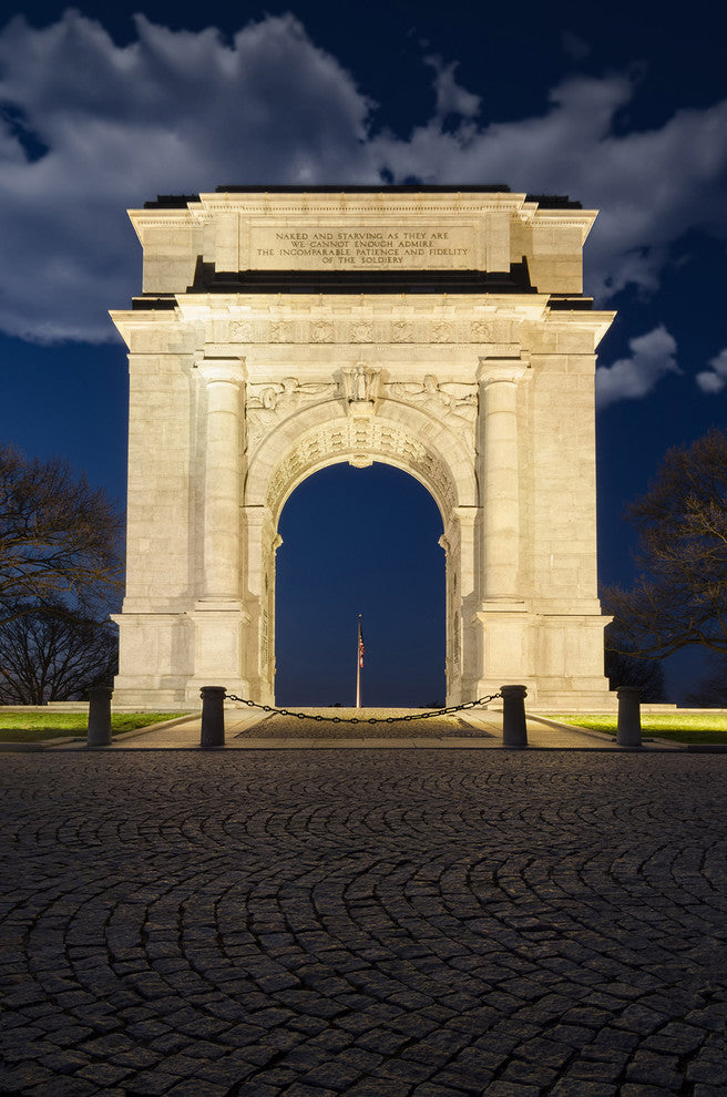 Night Photo at Valley Forge Arch Night Photo Unframed Wall Art Print, 12" X 16"