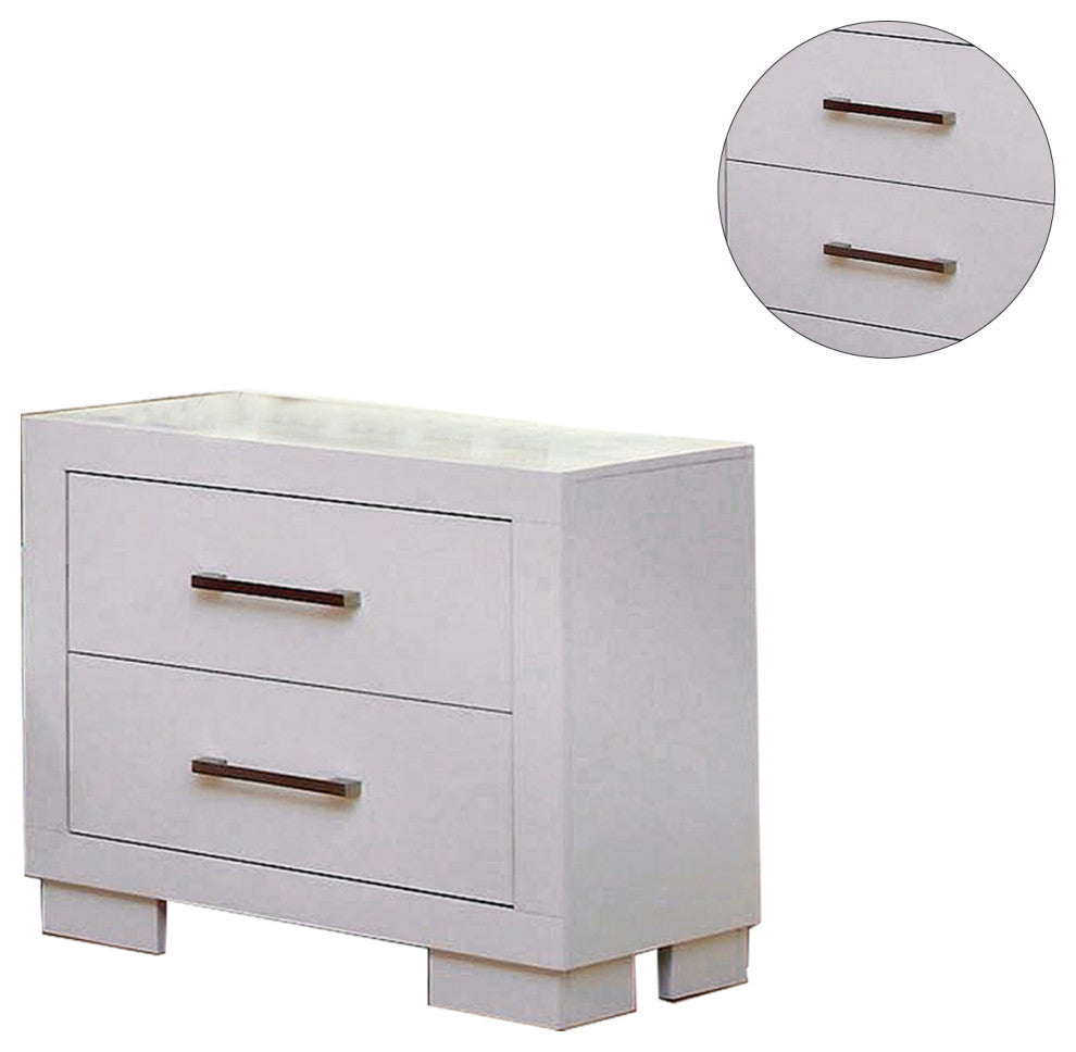 WoodNightstand with 2 Drawers, White