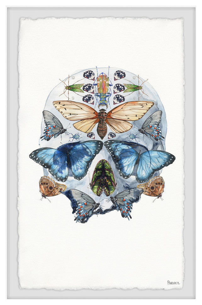 "Half Butterfly Skull" Framed Painting Print, 30"x45"