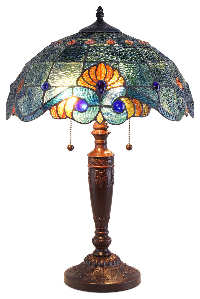 Serena d'italia Tiffany 2-Light Blue Vintage 25" Table Lamp