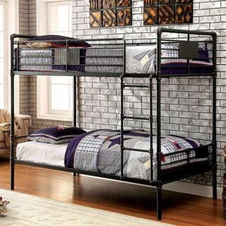 Industrial Design Twin Size Metal Bunk Bed, Black