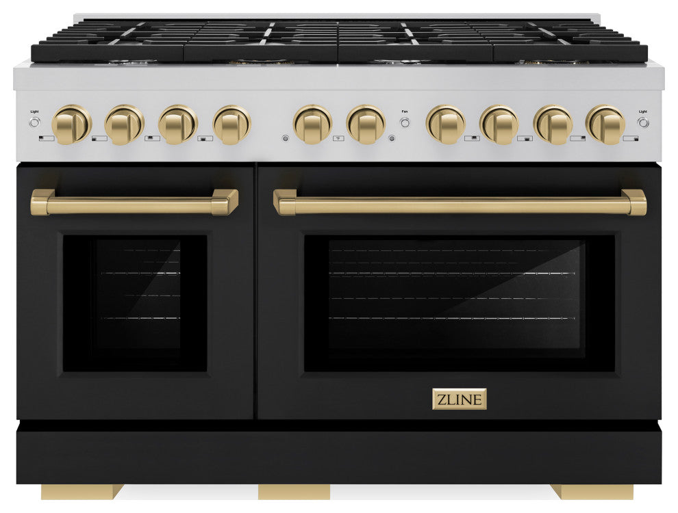 48 in. Autograph Gas Range, Stainless With Black and Champagne, SGRZ-BLM-48-CB