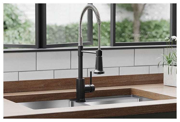 LKAV2061BKCR Elkay Avado Single Hole Kitchen Faucet, Black Stainless and Chrome