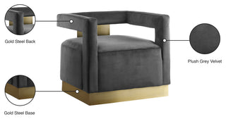 Armani Velvet Upholstered Accent Chair, Gray