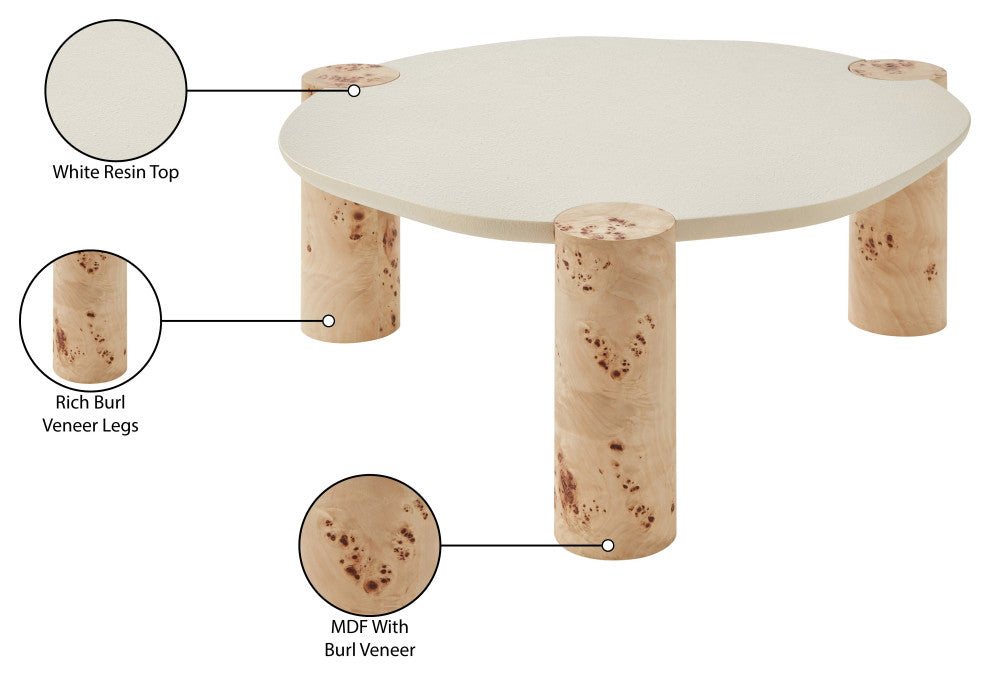 Thor Coffee Table, Natural, 37.5" W x 37.5" D x 16" H